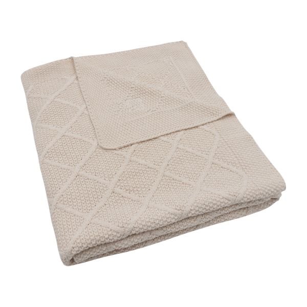 Jollein Check Knit Ledikantdeken - 100 x 150 cm - Biscuit