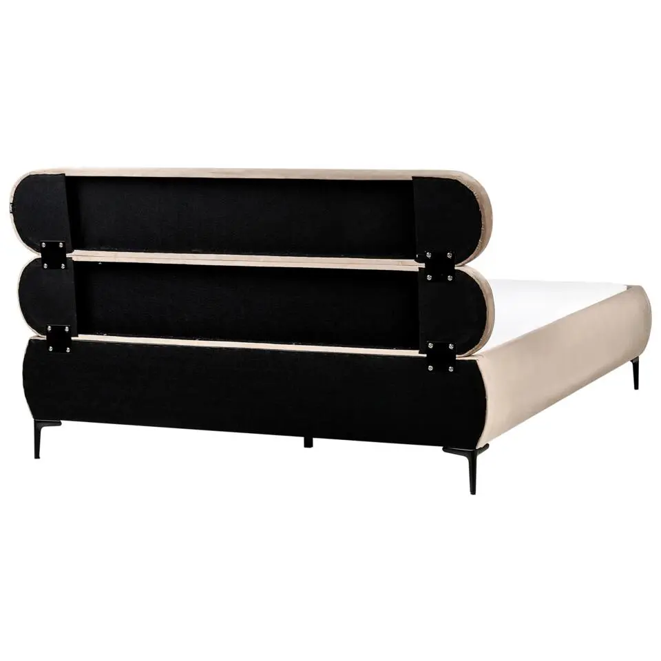 LESSAY - Tweepersoonsbed - Taupe - 160 x 200 cm - Fluweel