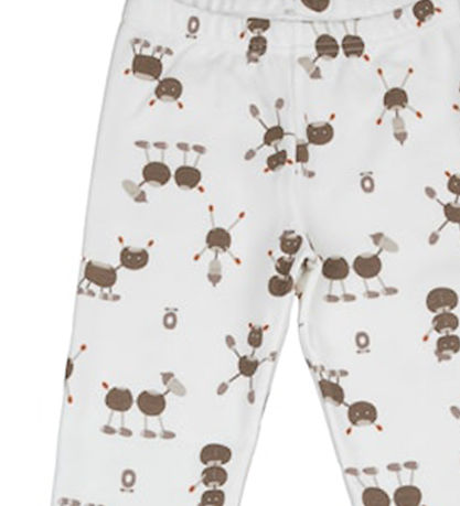 Katvig Leggings - Off White m. Kastanjefigurer