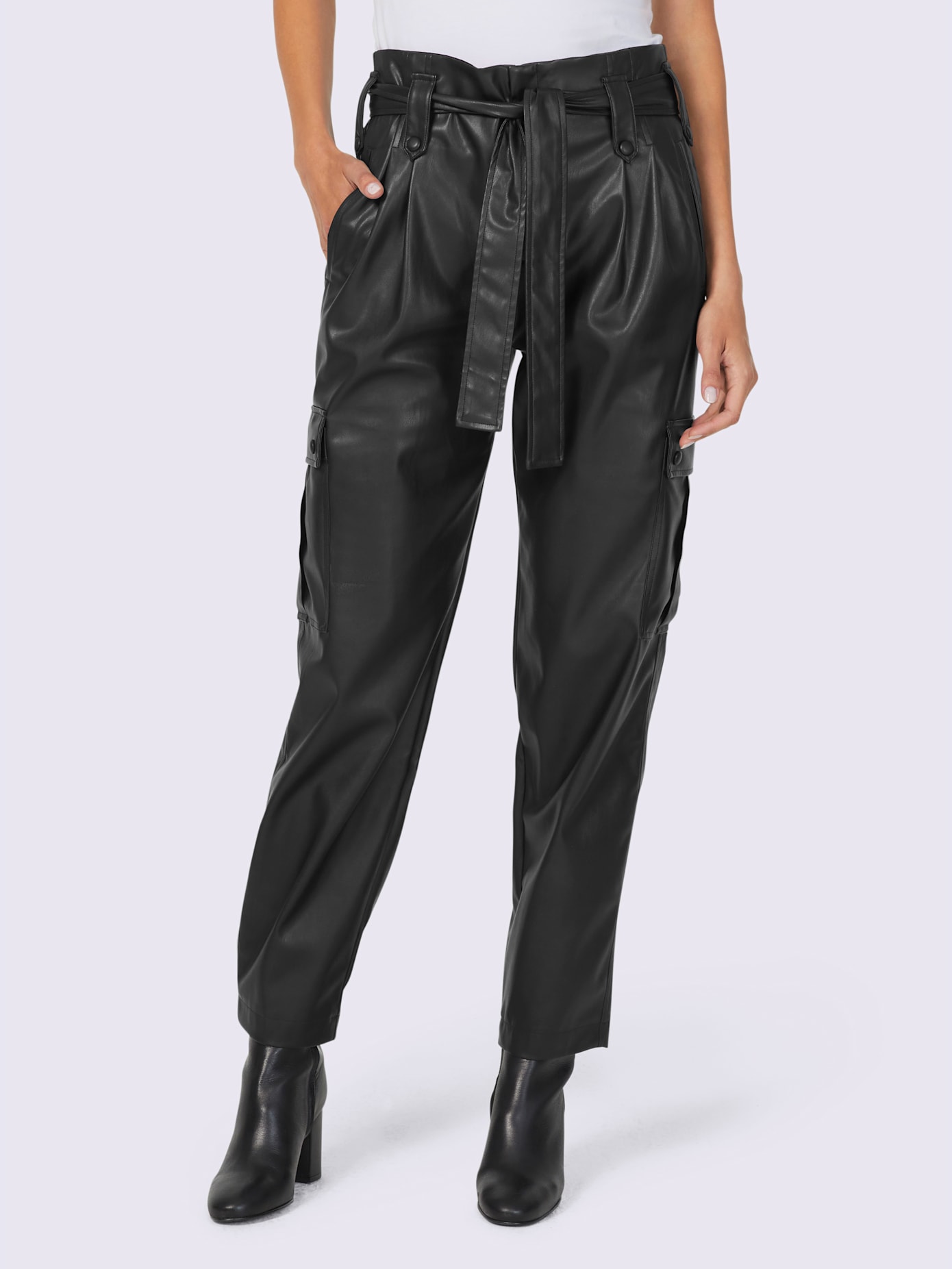 Pantalon en imitation cuir ceinture