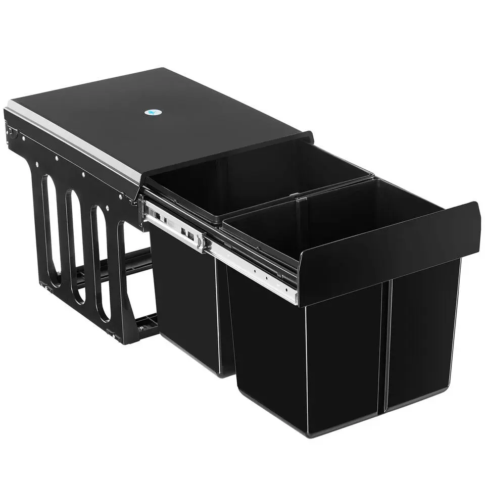 tectake Inbouw prullenbak Ashlyn, 2-voudige scheiding, 30L, telescooprails