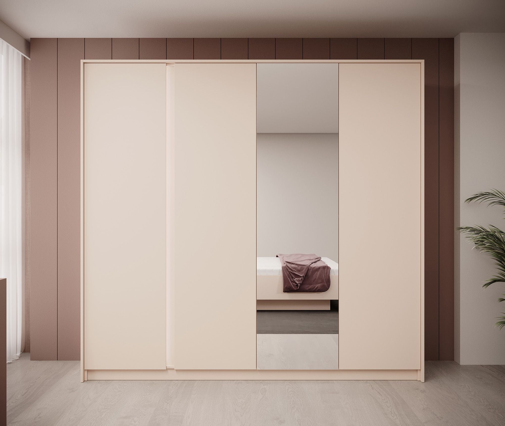Meubella - Kledingkast Desert - Beige - 220 cm - Met spiegel