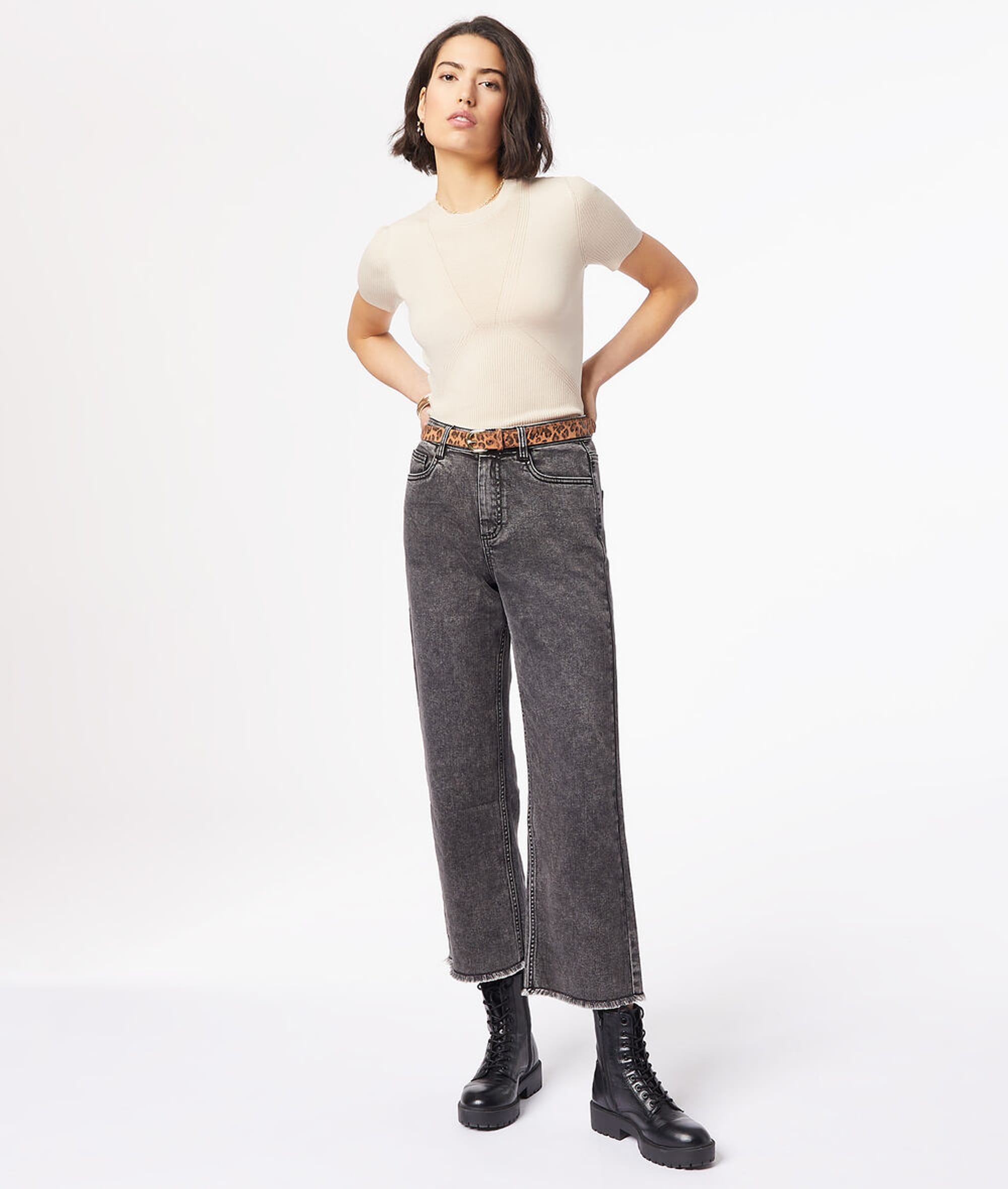 Ceinture en cuir, imprimé léopard