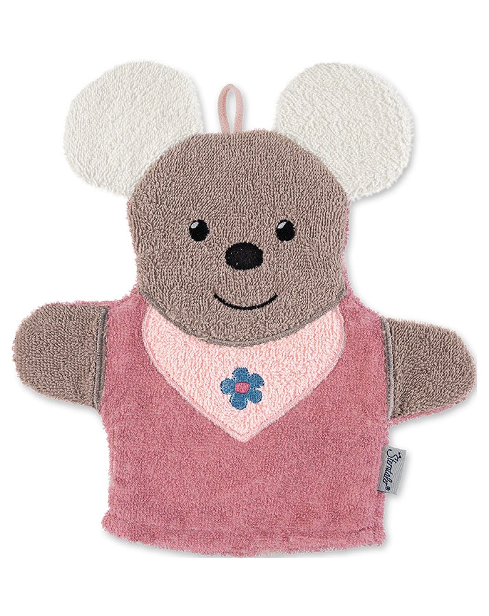 Spiel-Waschhandschuh MAUS MABEL in rosa/grau