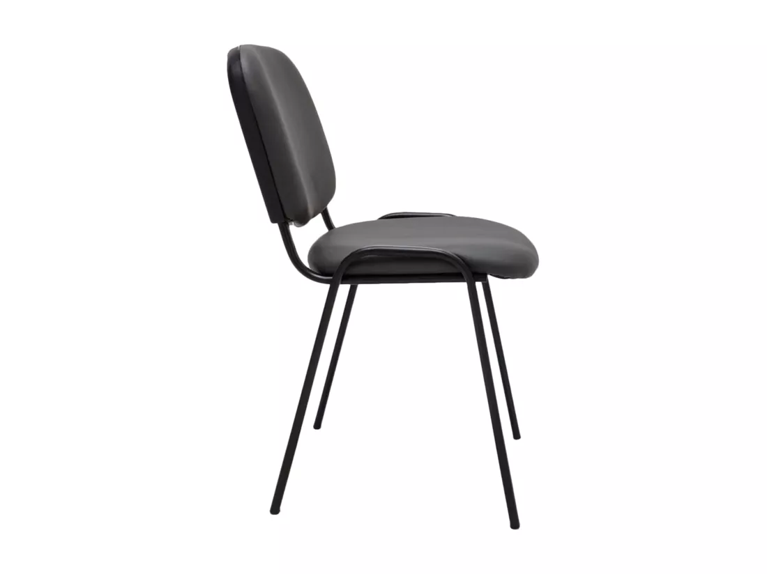 Chaise de salle à manger - Similicuir & Métal noir mat - Gris - Ken