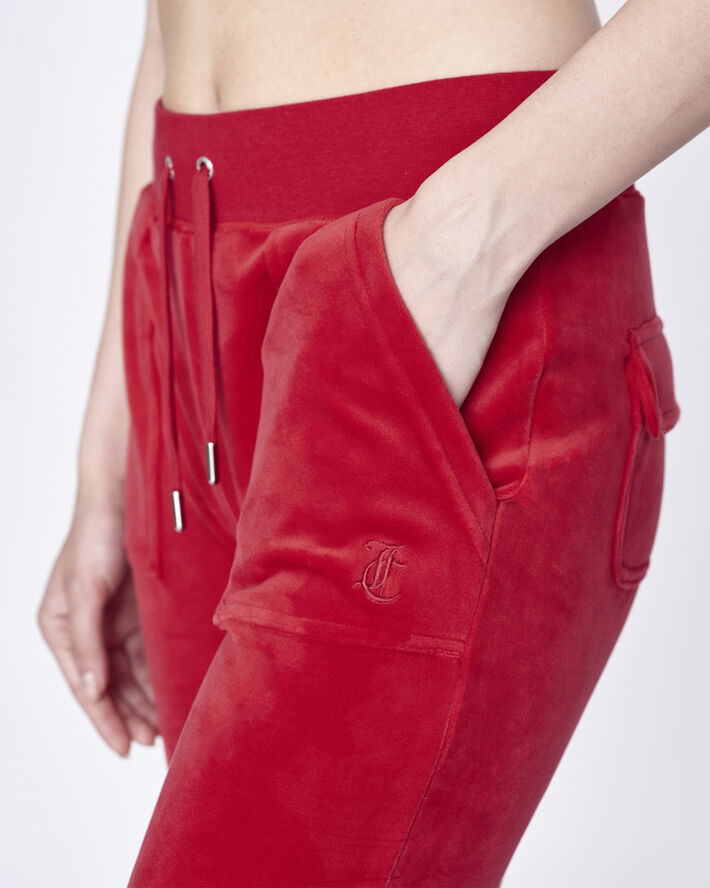 Juicy Couture Del Ray Classic Velour Pant Pocket Design Astor red