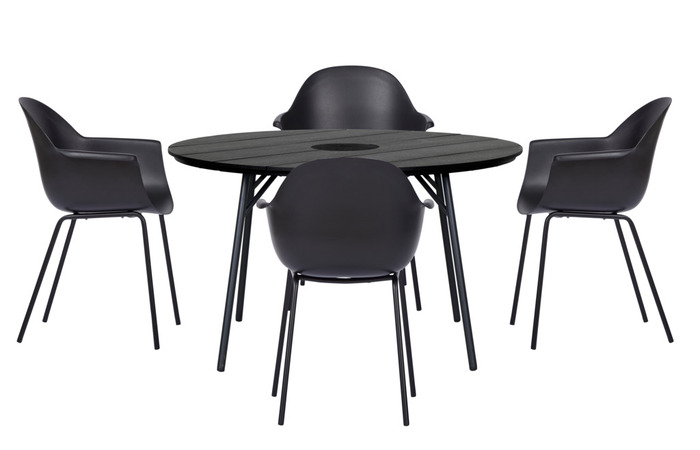 Havebord Montana sort Ø130 cm - Sunlife