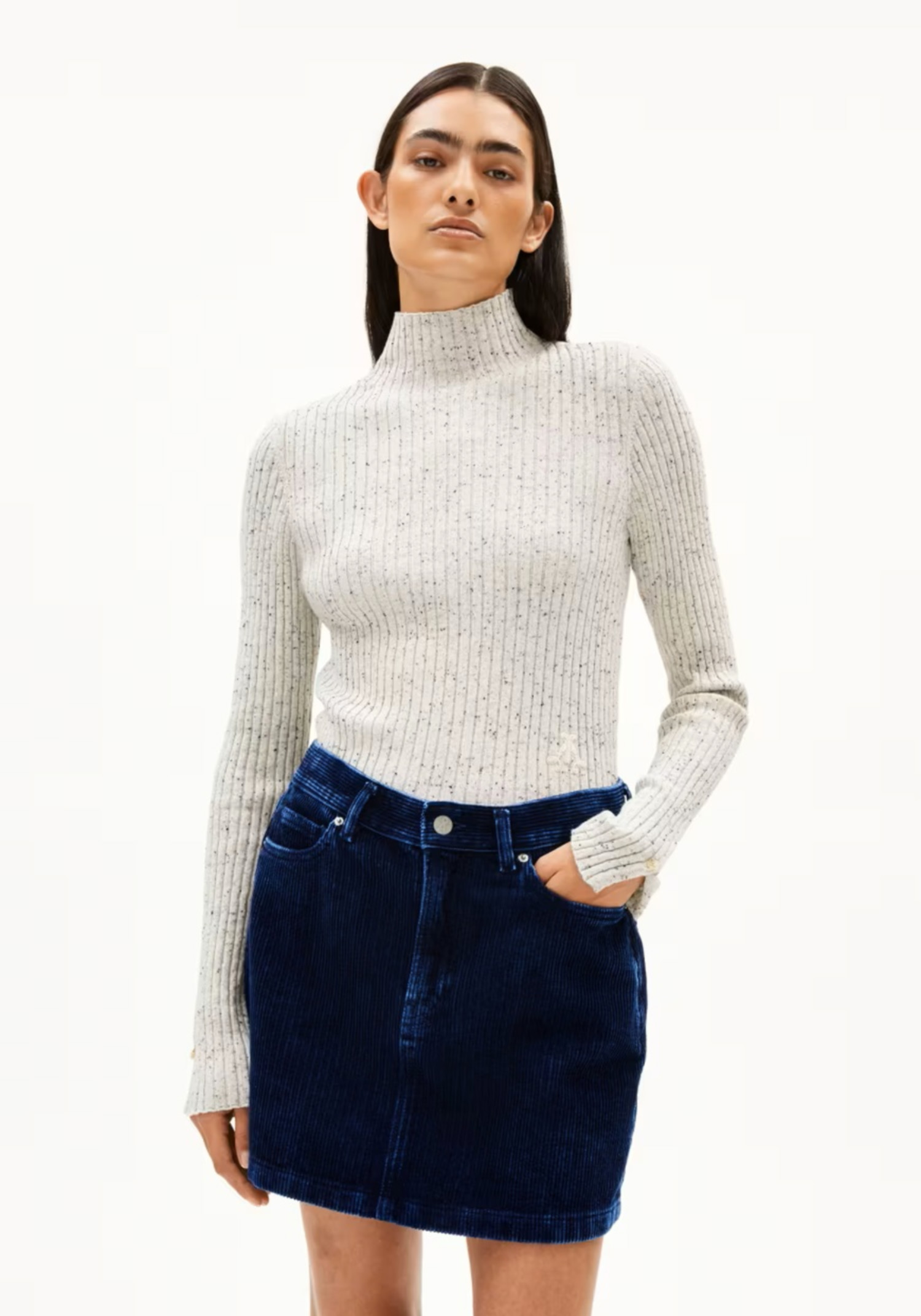 Armedangels Strickpullover Alaania Tweed Oatmilk-Black