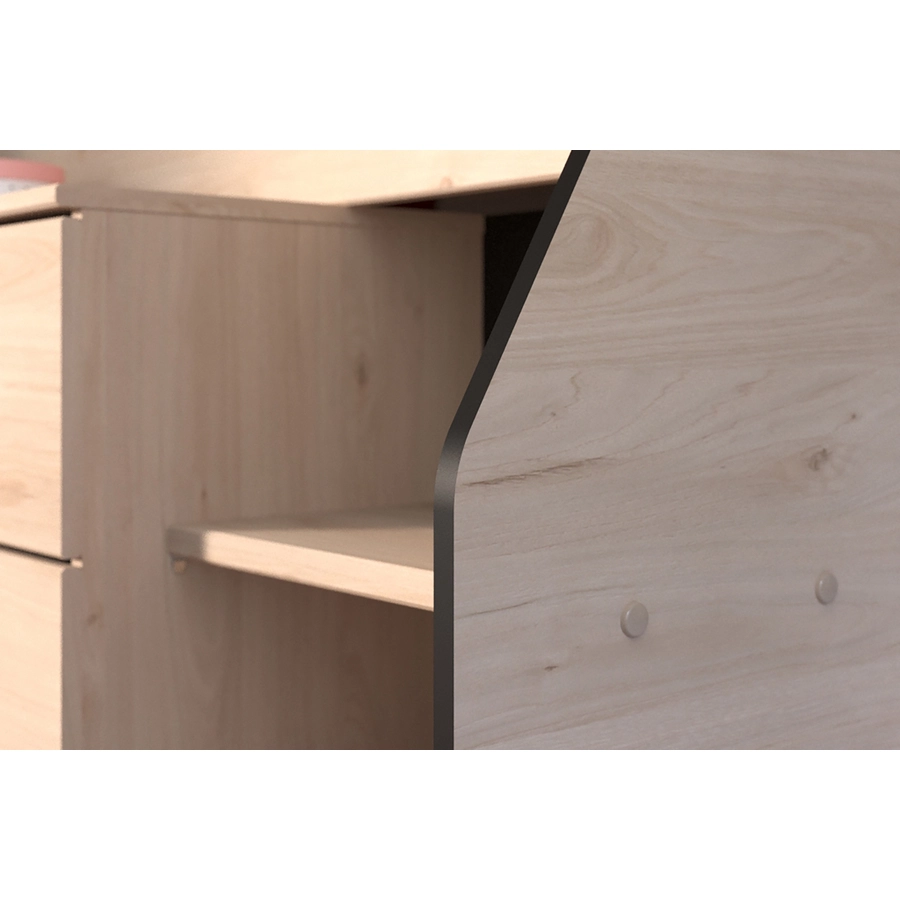 Parisot Multifunktions Hochbett Milky 2 Industrial Style  Eiche Jackson Eiche Jackson