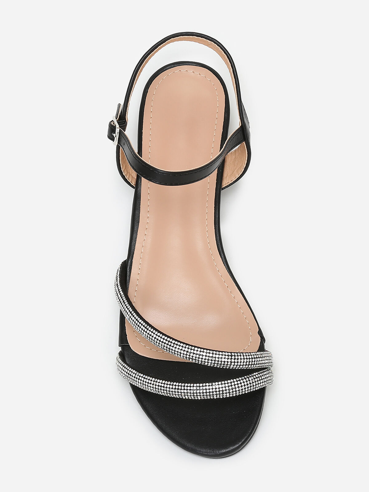 Sandales à brides en strass grandes tailles- Noir