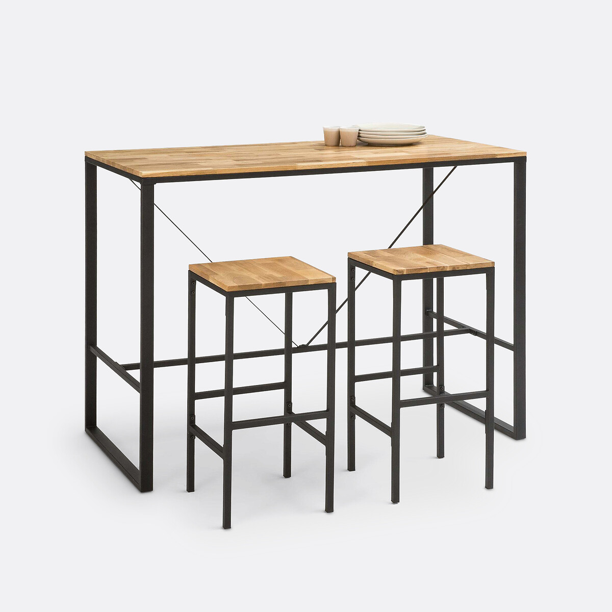 LA REDOUTE INTERIEURS<br>Mesa alta, 4-6 pessoas, carvalho/aço, Hiba