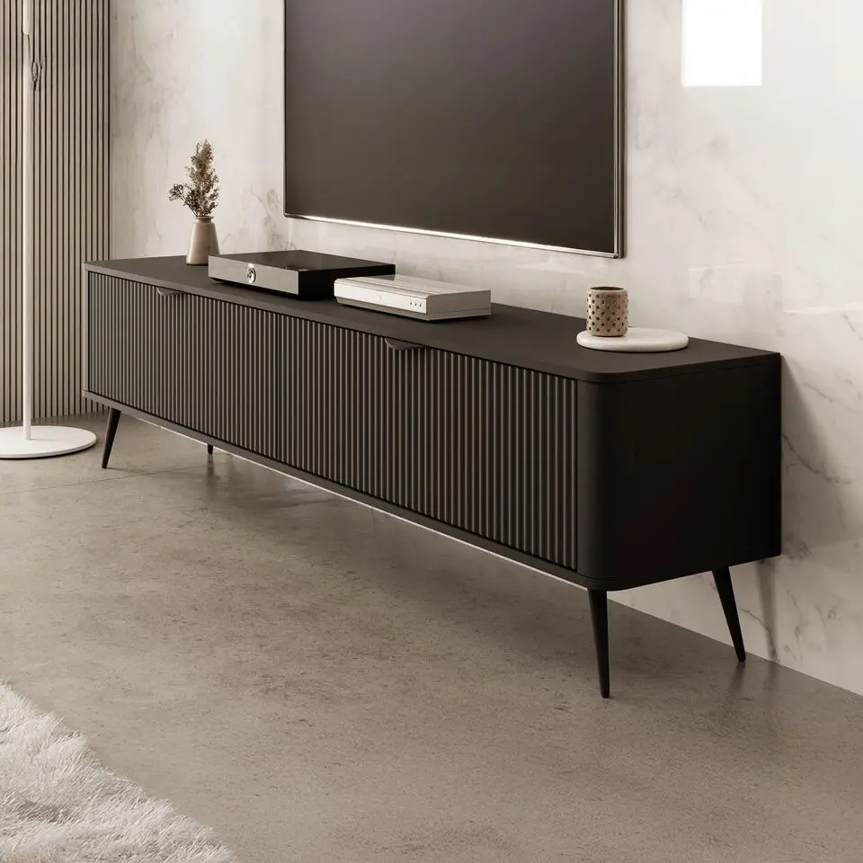 Meubella - TV-Meubel Lima - Zwart - 200 cm