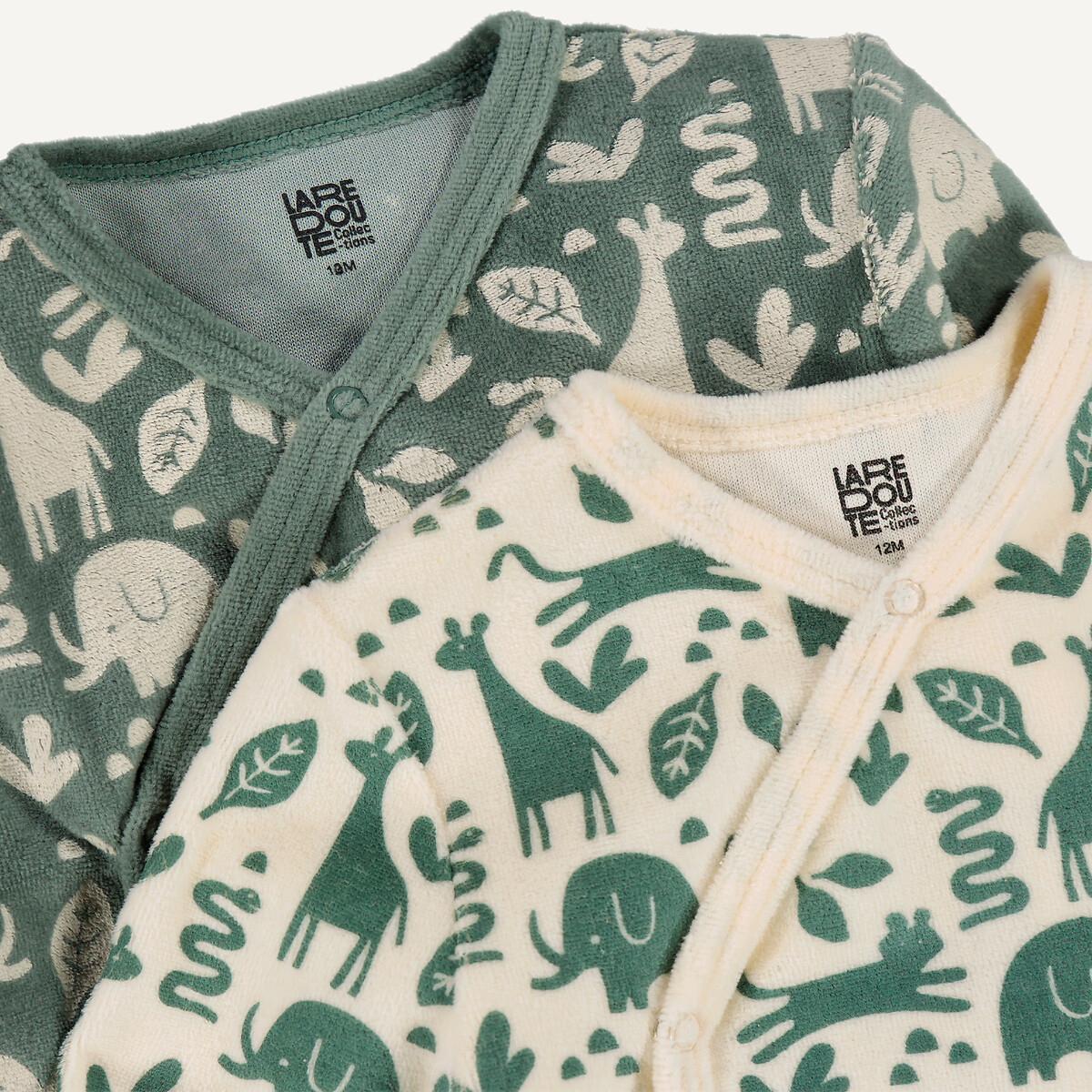 COLEÇÃO LA REDOUTE<br>Conjunto de 2 pijamas de veludo, peça única, estampa animal