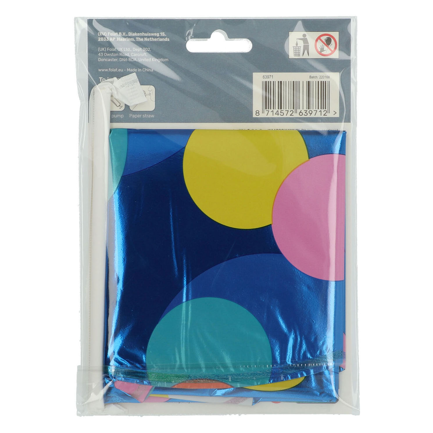 Staande Folieballon Colorful Dots Cijfer 1 - 72cm
