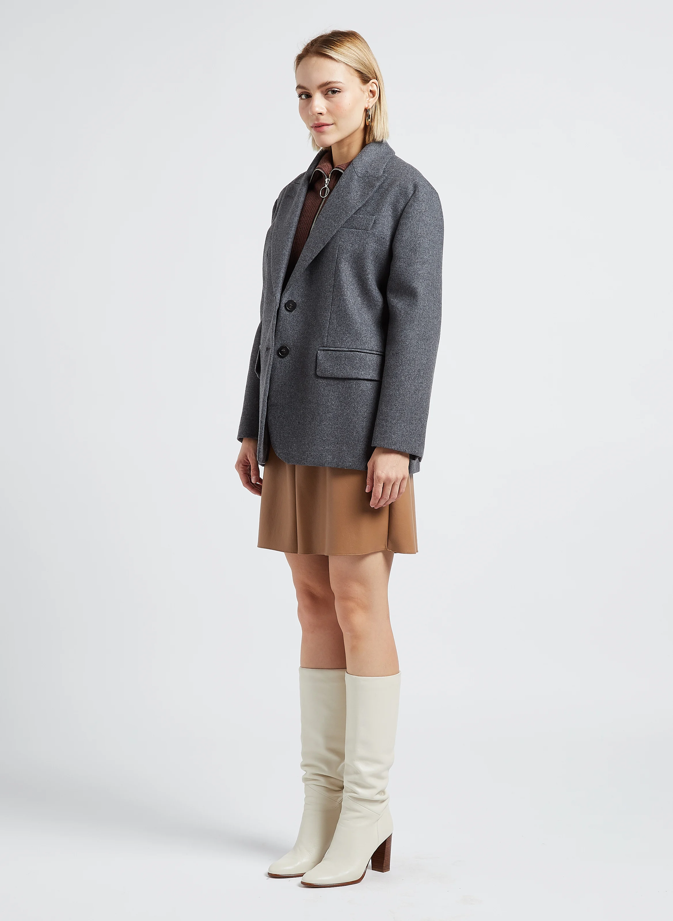 ADDURRE - Blazer en laine mélangée | Argent
