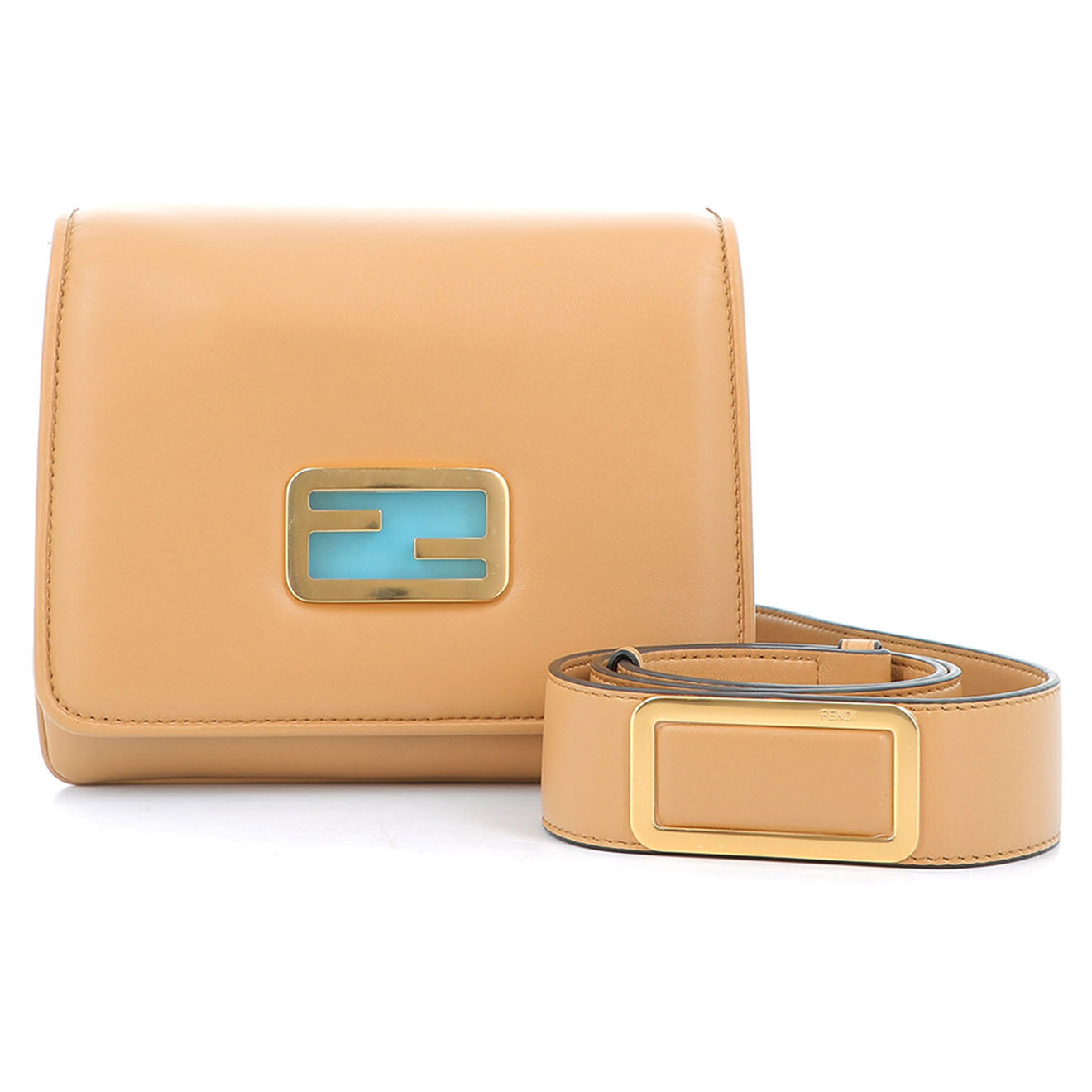 Fendi Sac bandoulière ID Fendi en Cuir lisse camel Etat: Neuf - Longueur 19 cm