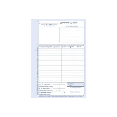 ELVE - Manifold Carnet de factures/devis auto-entrepreneurs - 40 dupli - A4