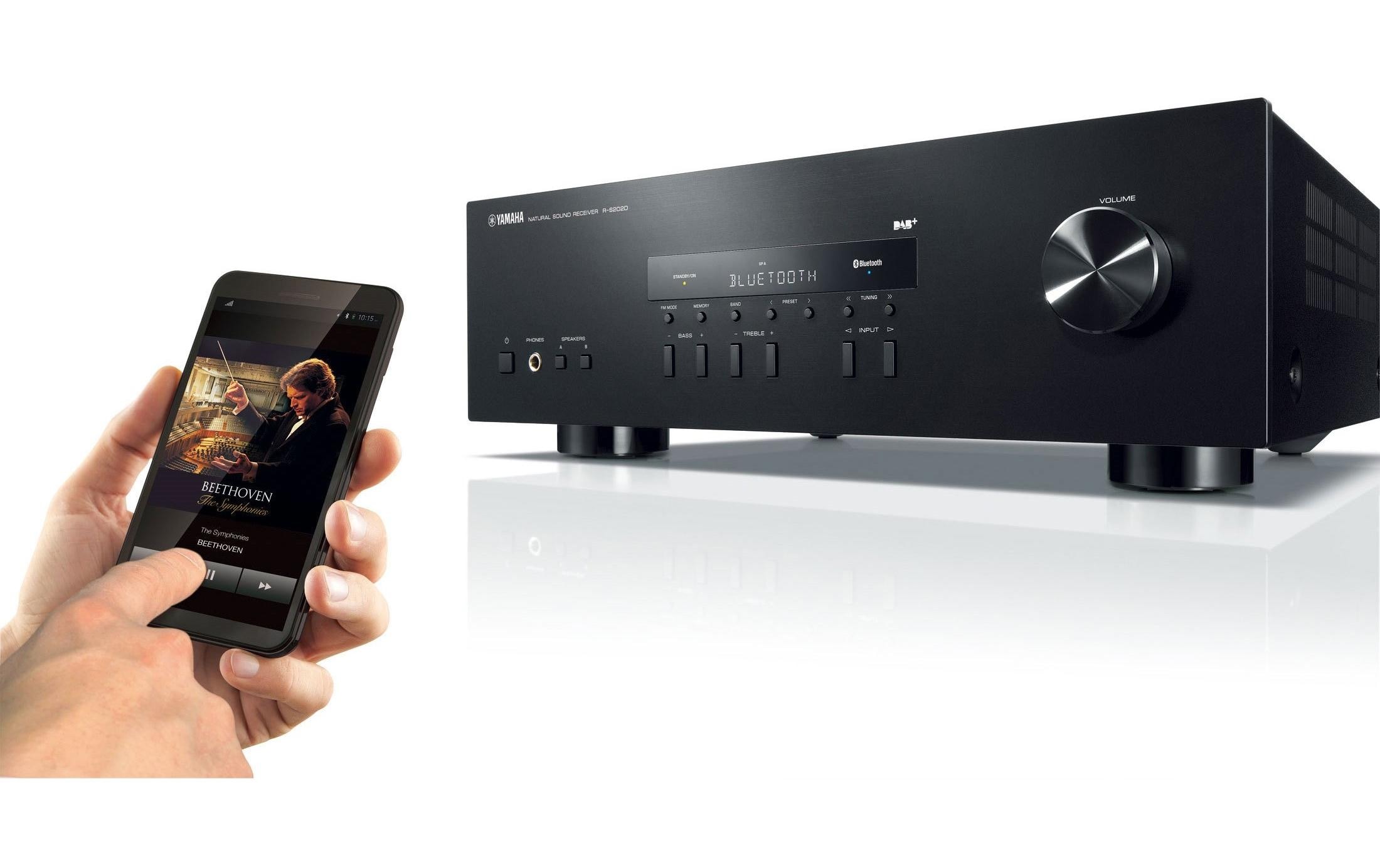 Stereo-Receiver R-S202DAB Schwarz<br>2 x 100 W Ausgangsleistung (8 Ωs, 40 Hz - 20 kHz, 0.2% THD) und hochwertige Signalverarbeitung
