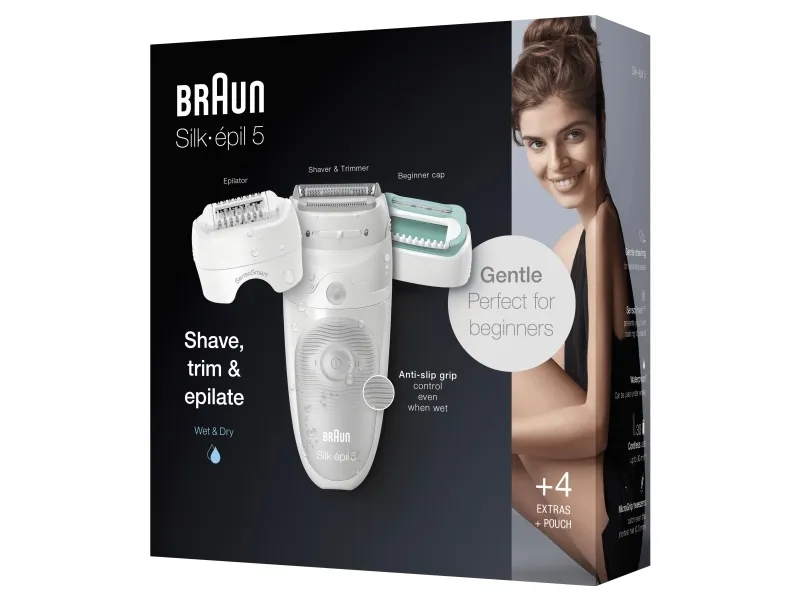 Braun Silk-épil 5 81770430, Hvid, 28 pincetter, MicroGrip, Barbering, Tyskland, Batteri