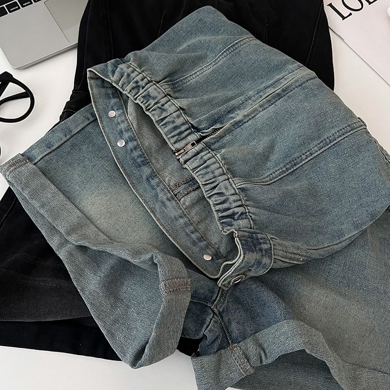 Babique - Strapless denim romper met wijde pijpen