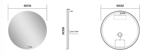 Fontana Kolo wastafelmeubel mat wit 60cm zwarte wastafel 0 kraangaten met ronde spiegel