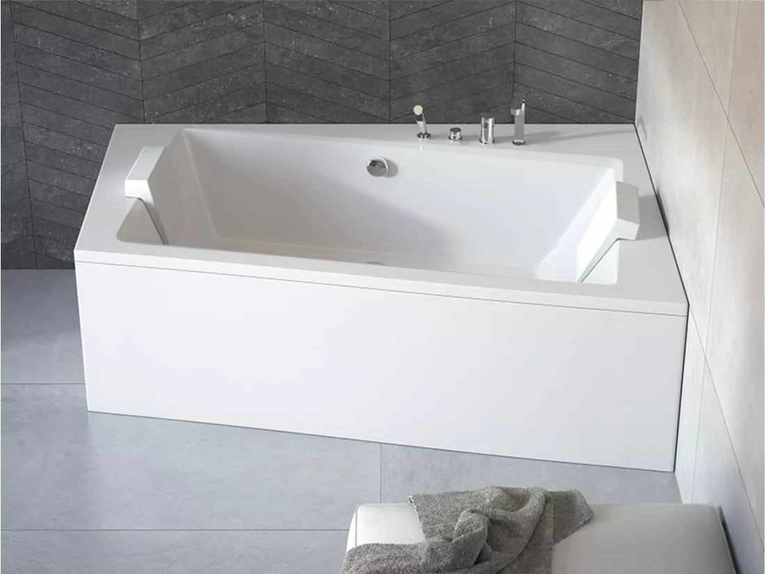Baignoire angle droit ZIANIGI avec tablier - Dimensions: 170cm