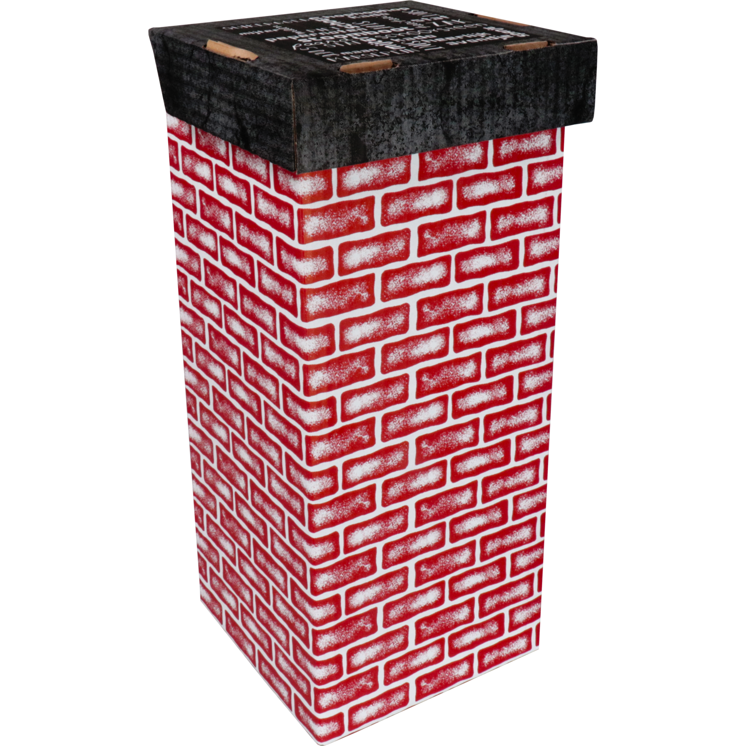 Schoorsteendoos, golfkarton, 15x15x36cm, Sinterklaas, zwart/rood