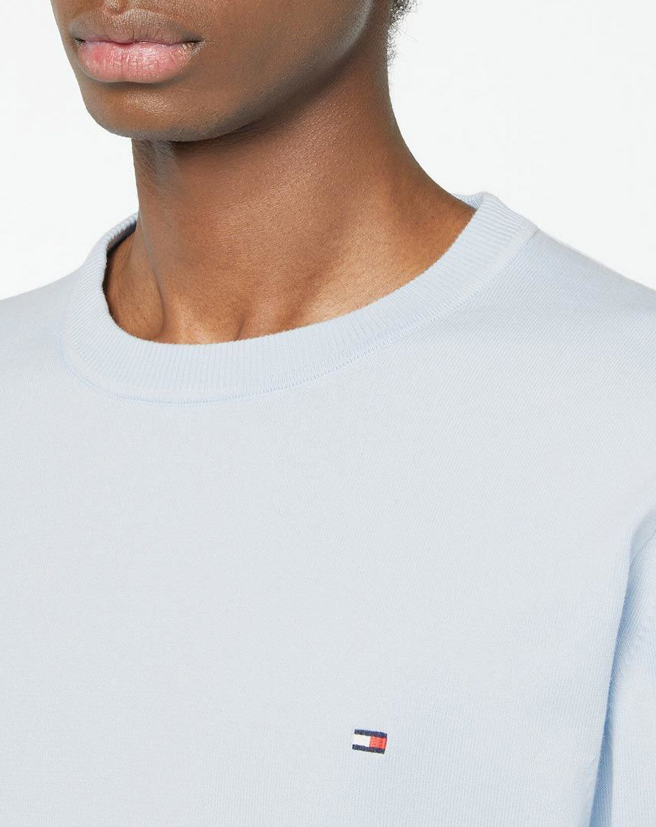 Tommy Hilfiger Pull 1985 col rond bleu ciel
