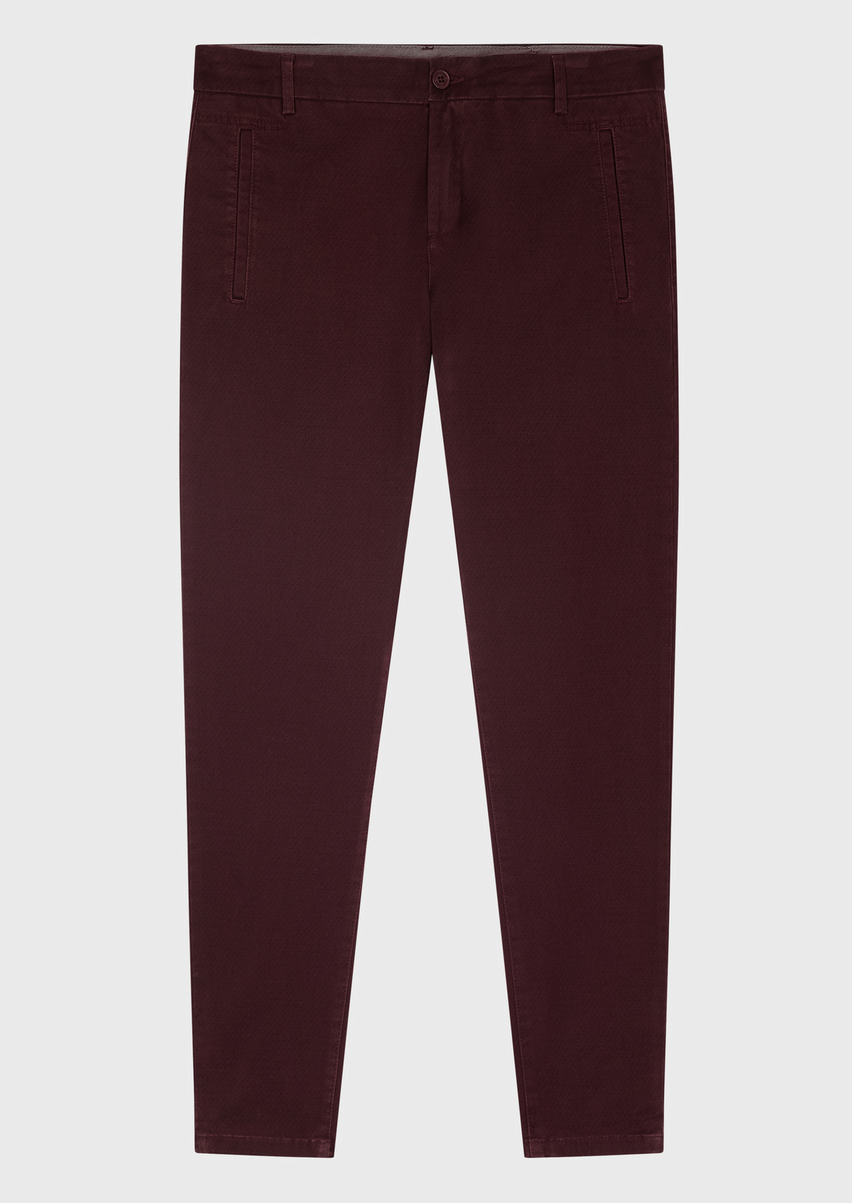 Chino slack skinny 7/8 en coton stretch bordeaux à motifs géométriques