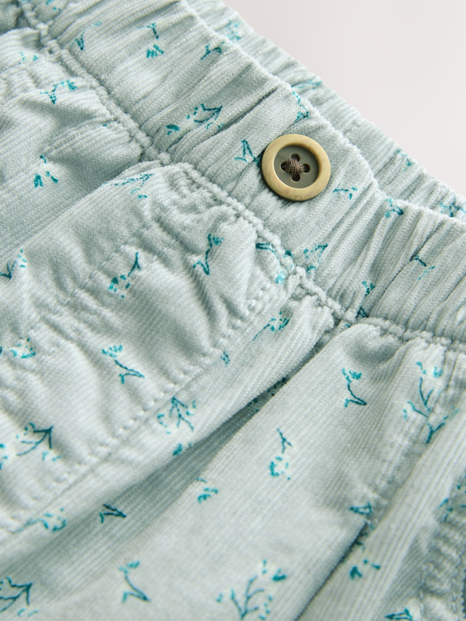 Blauw bloemenprint - Corduroy broek (3mnd-7jr)