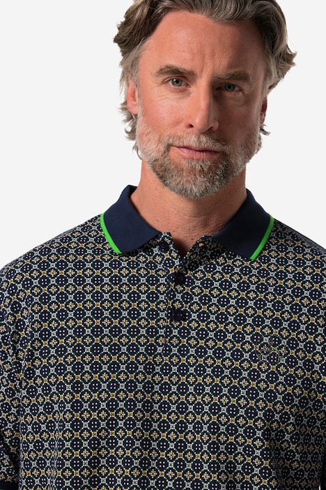 Boston Park Poloshirt, Halbarm, Allover-Muster, bis 84/86