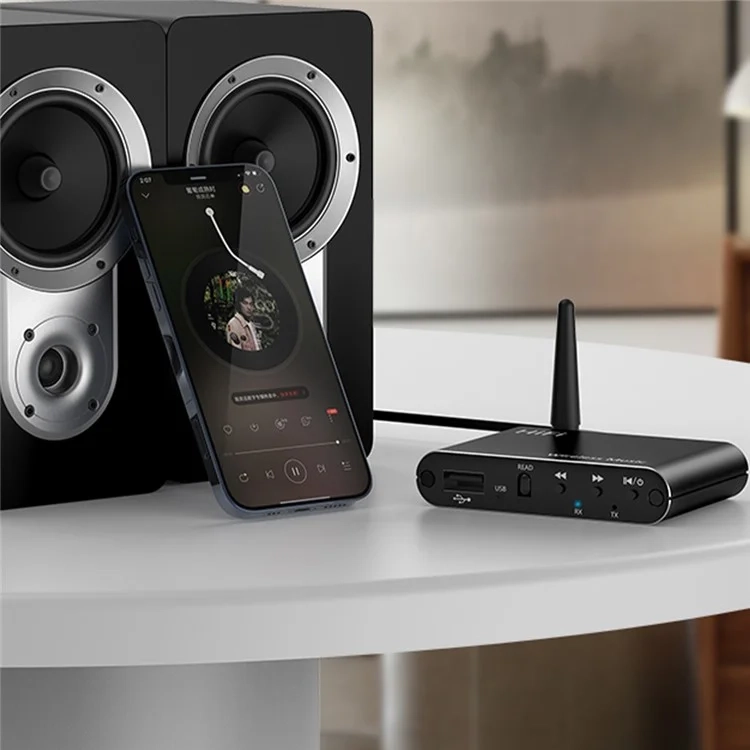 2in1 Bluetooth 5.4 HD Audio Transmitter / Receiver mit Fernbedienung   3.5mm Klinke / Cinch / USB A Anschluss - Schwarz
