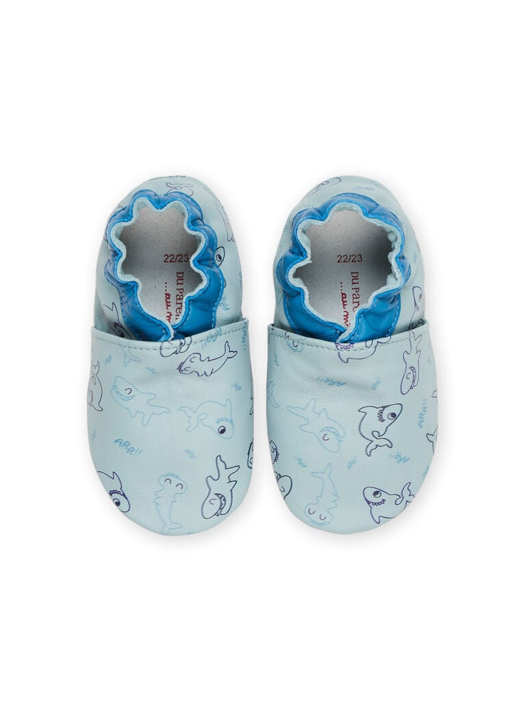 Chaussons azur en cuir
