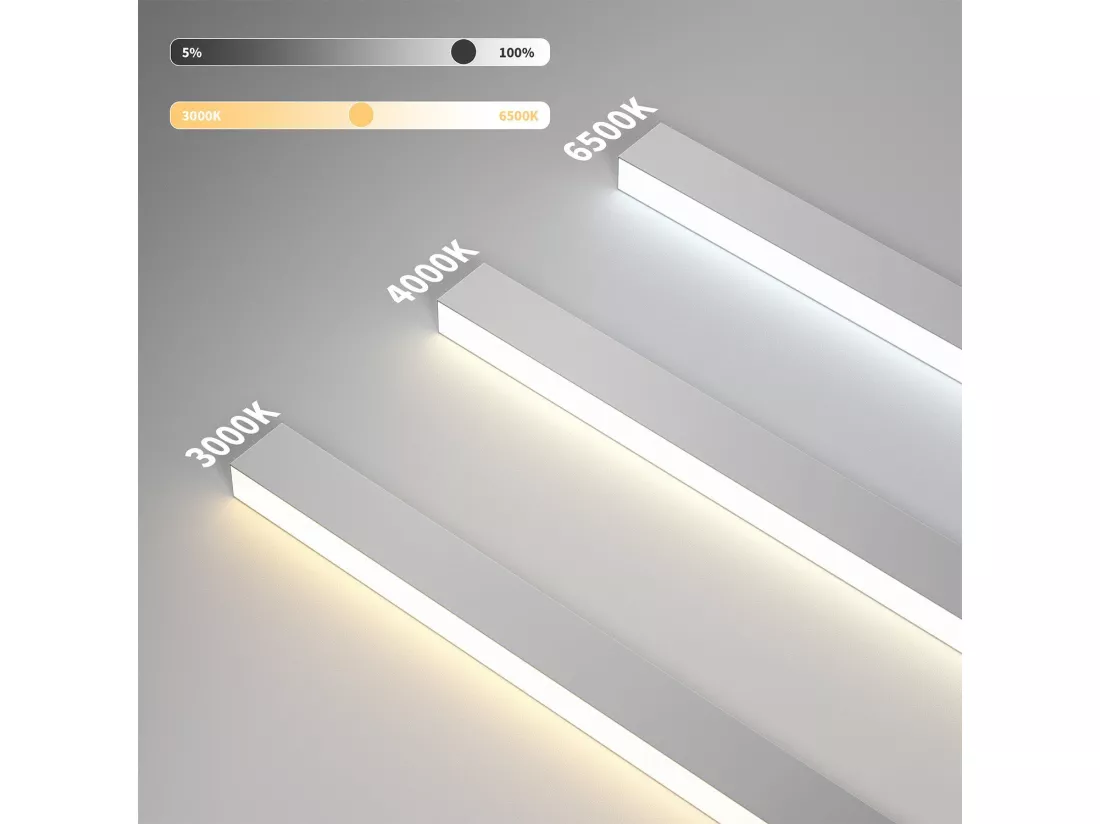 NETTLIFE Plafonnier LED Noir Moderne 107CM Longue Dimmable avec Télécommande Lampe de Bureau 32W Panneau pour Cuisine Chambre