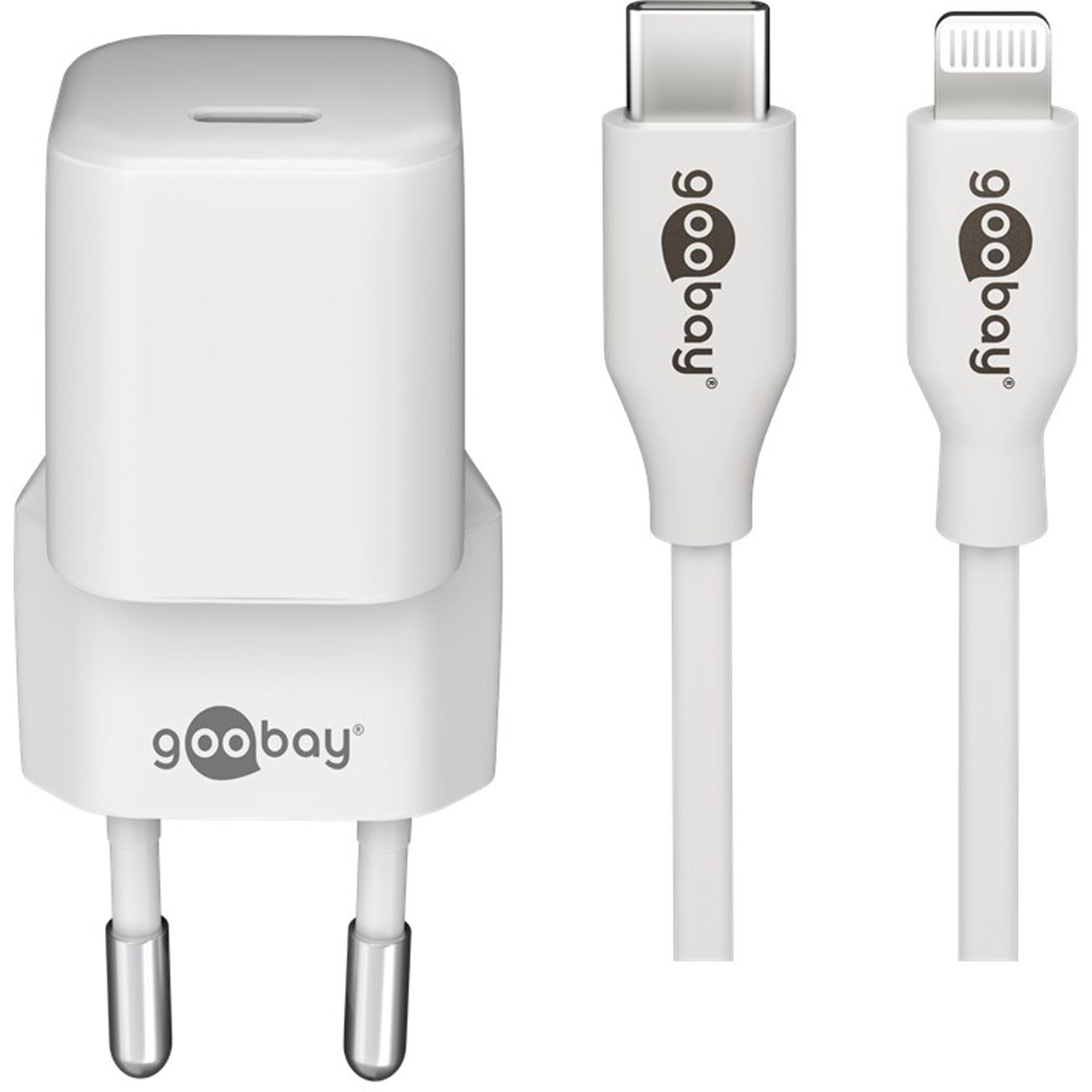 goobay Ladegerät Apple Lightning / USB-C PD-Ladeset nano 20 Watt