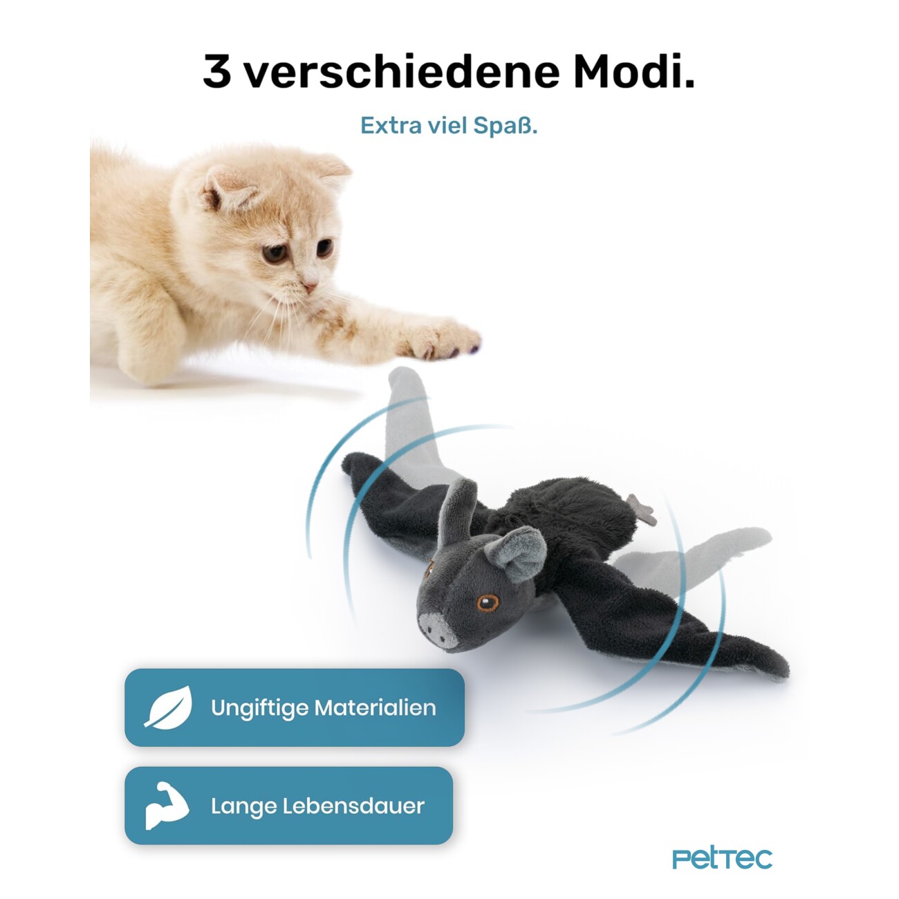 PetTec interaktives Plüschtier für Katzen - Fledermaus