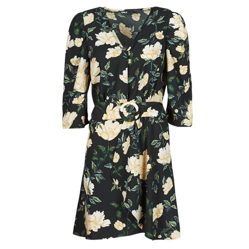 Only - ONLEVE 3/4 SLEEVE SHORT DRESS WVN - Noir