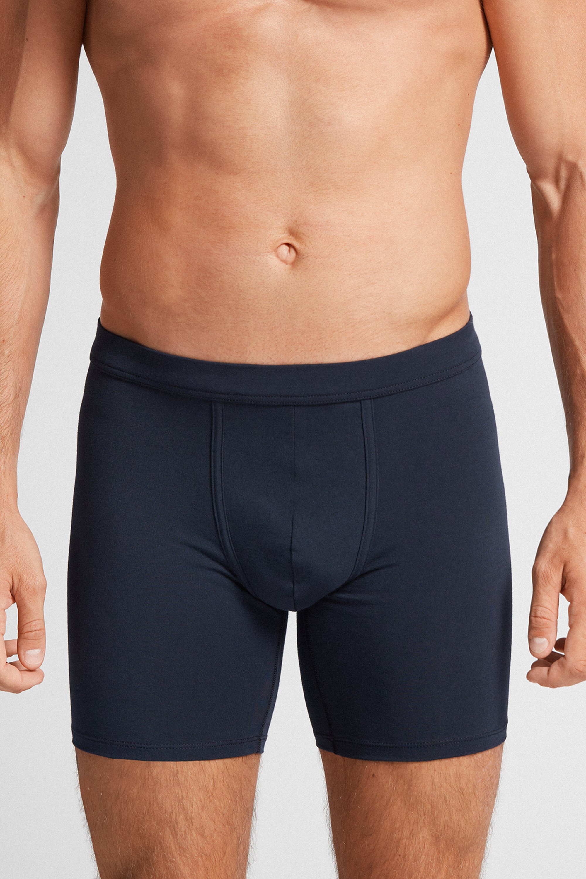 Calções boxer compridos em algodão elástico Supima®
