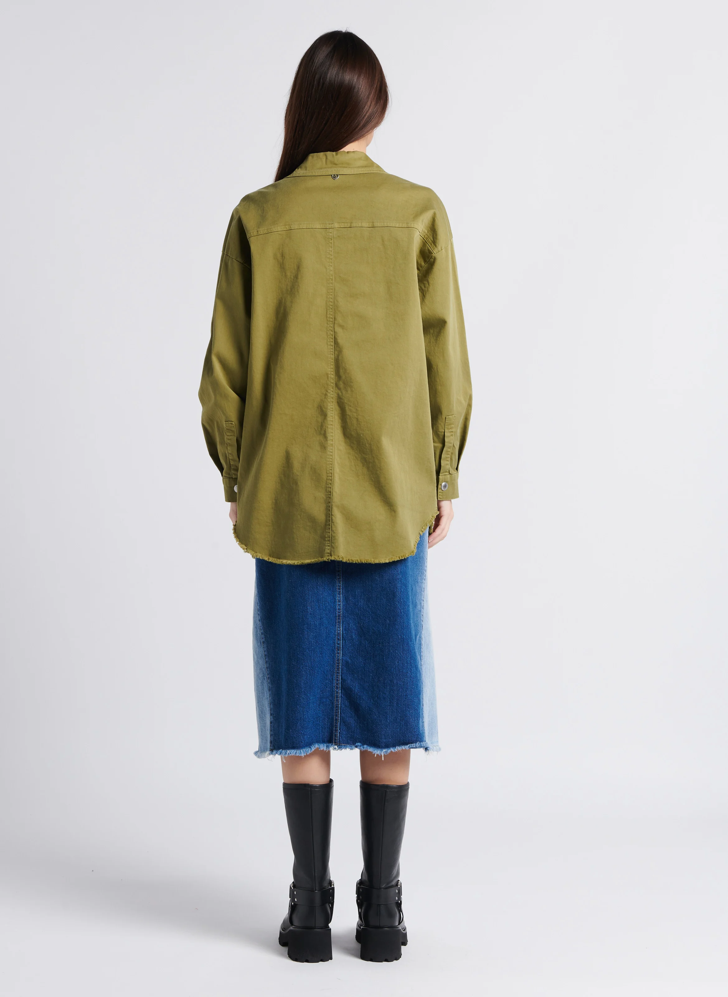 Jupe midi évasée en coton | Bleu
