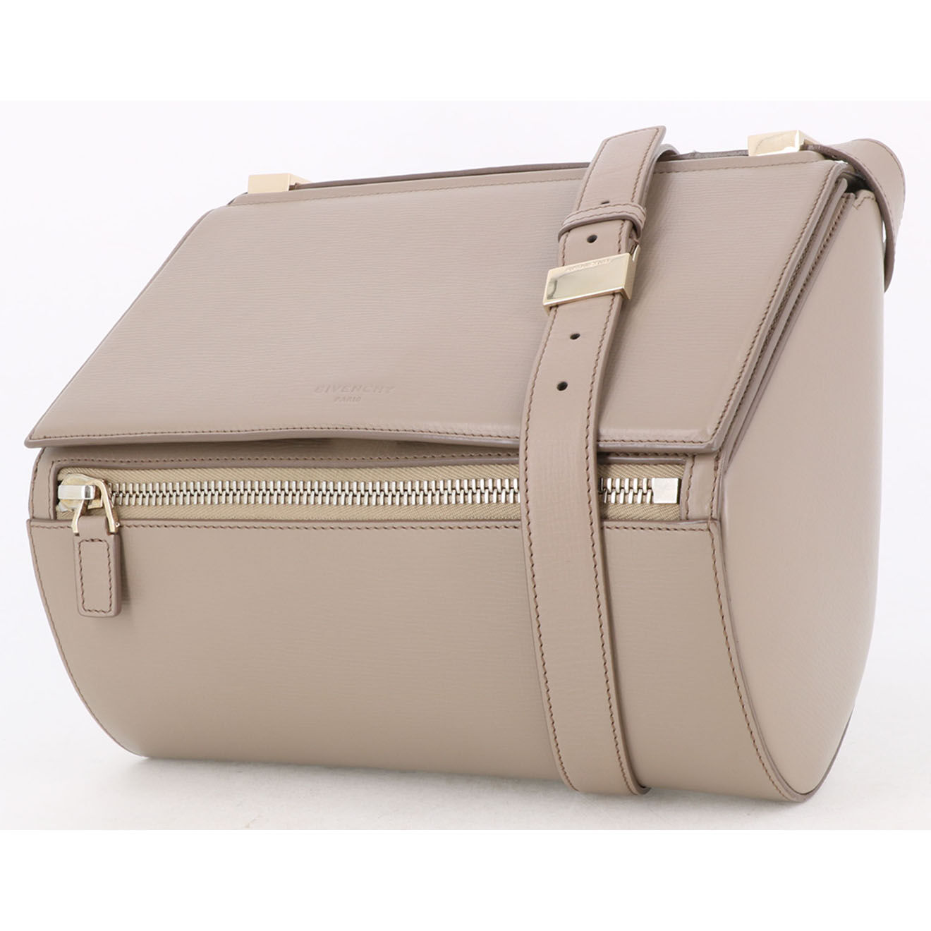Givenchy Sac bandoulière Pandora en Cuir grainé beige - Très bon état - L.27 cm