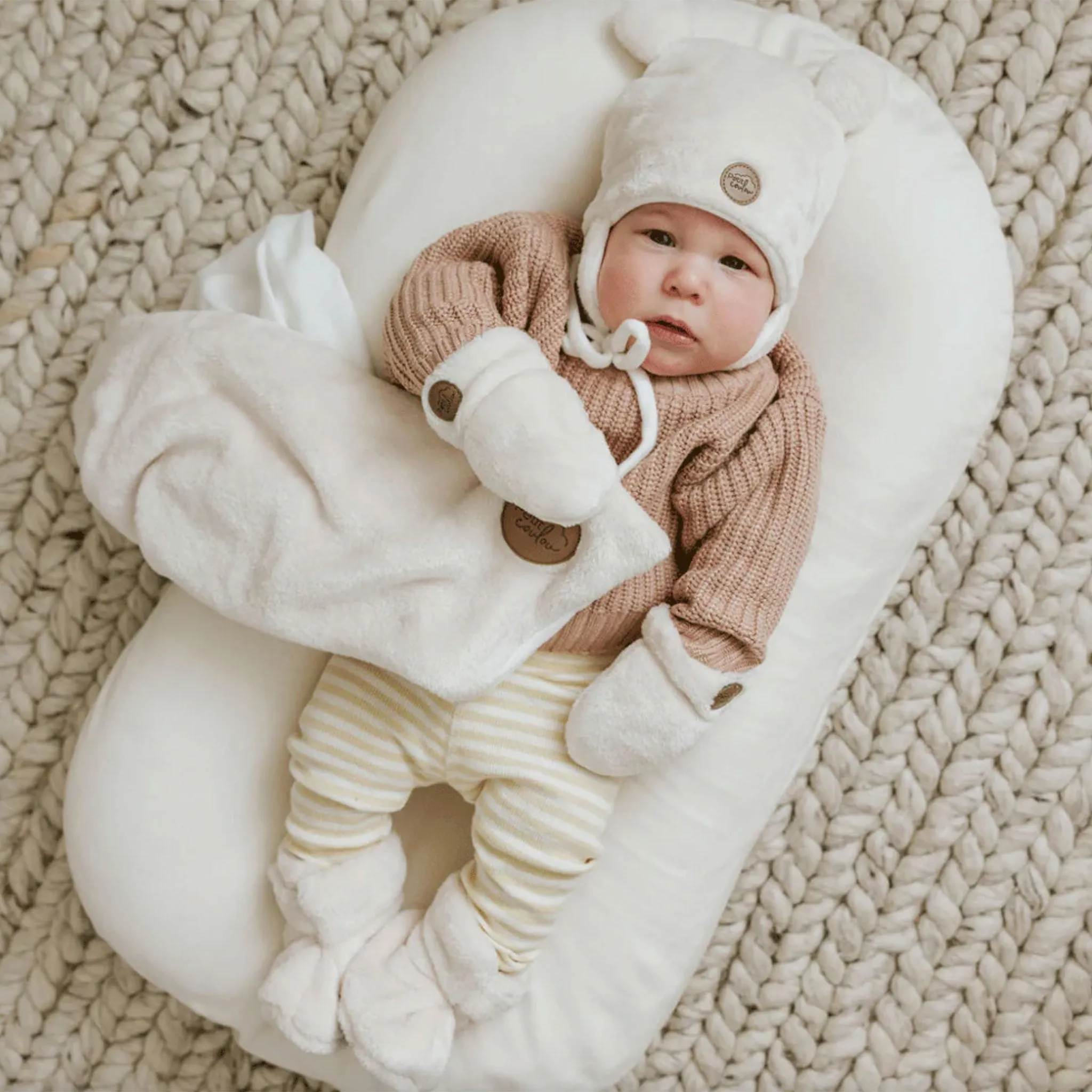 Petit Coulou Coffret cadeau Ourson pour bébé (4 accessoires) - Crème 0-6m