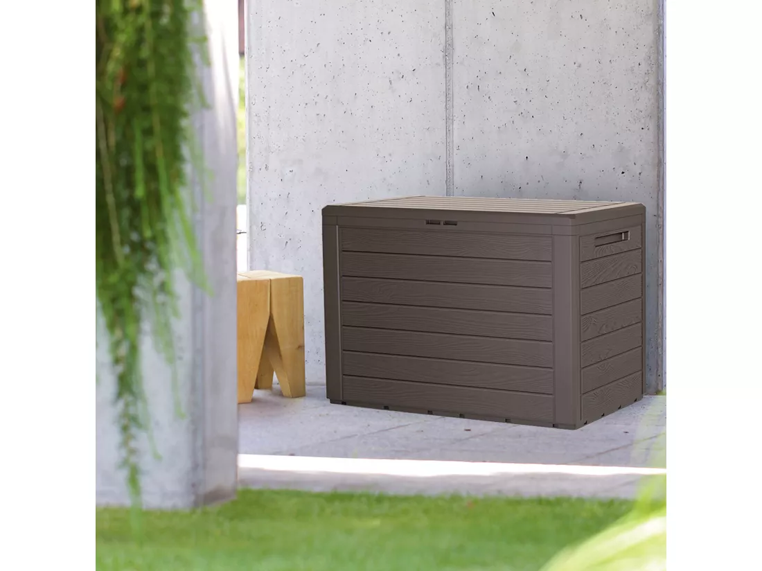 Woodebox Coffre de jardin 190l plastique ocre foncé 78 x 43,3 x 55 cm