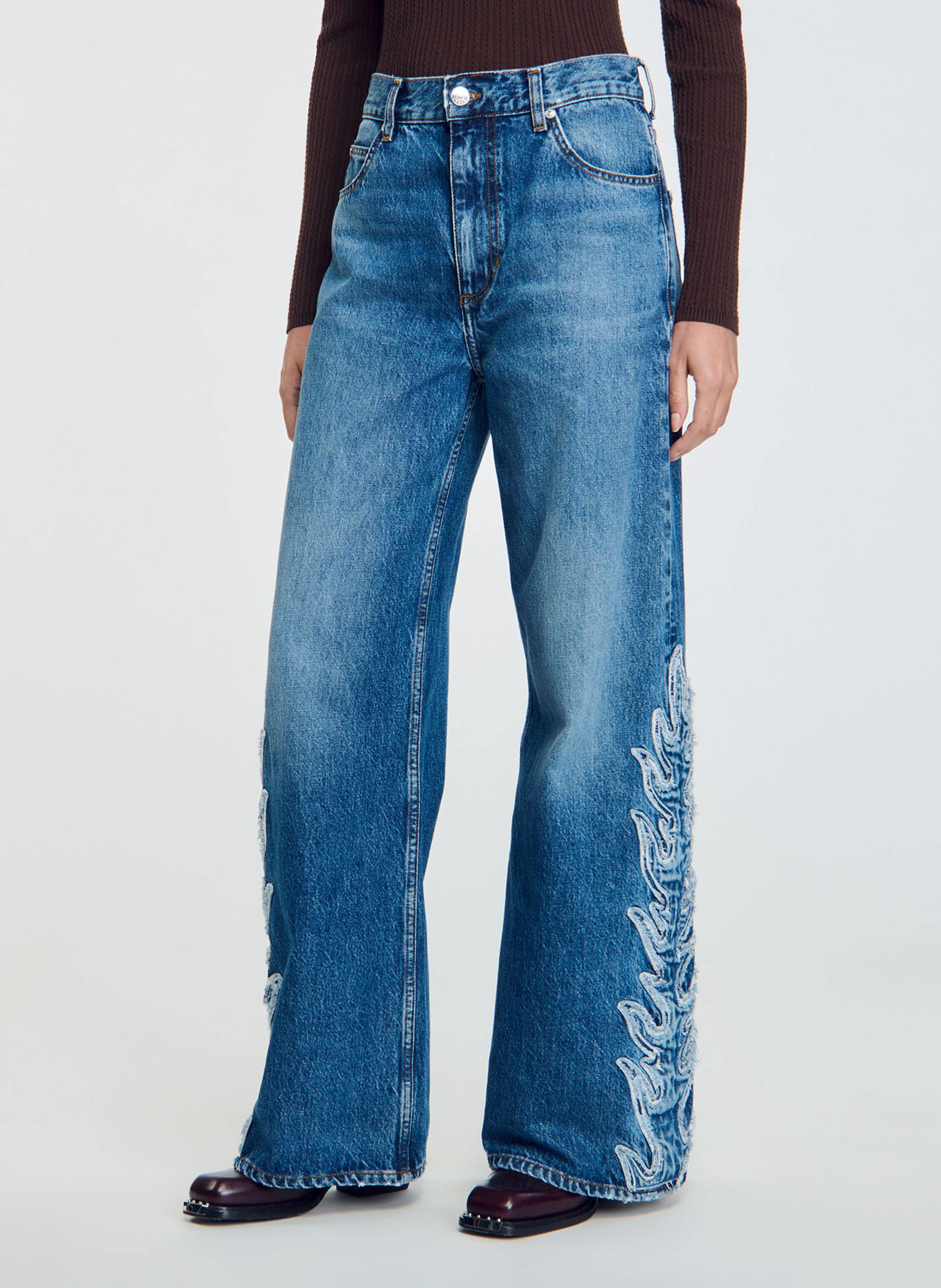 Jean large en coton | Bleu