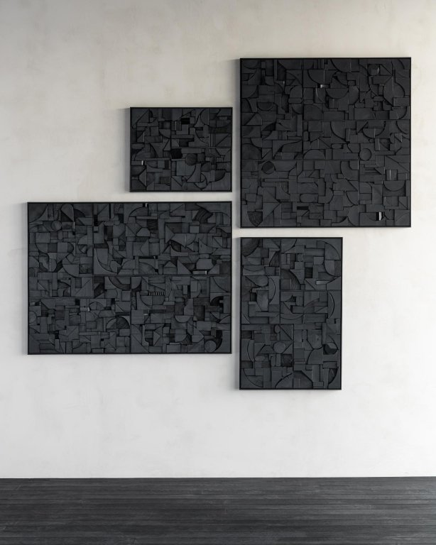 Ethnicraft Bricks schilderij gerecycled hout 120x90 zwart