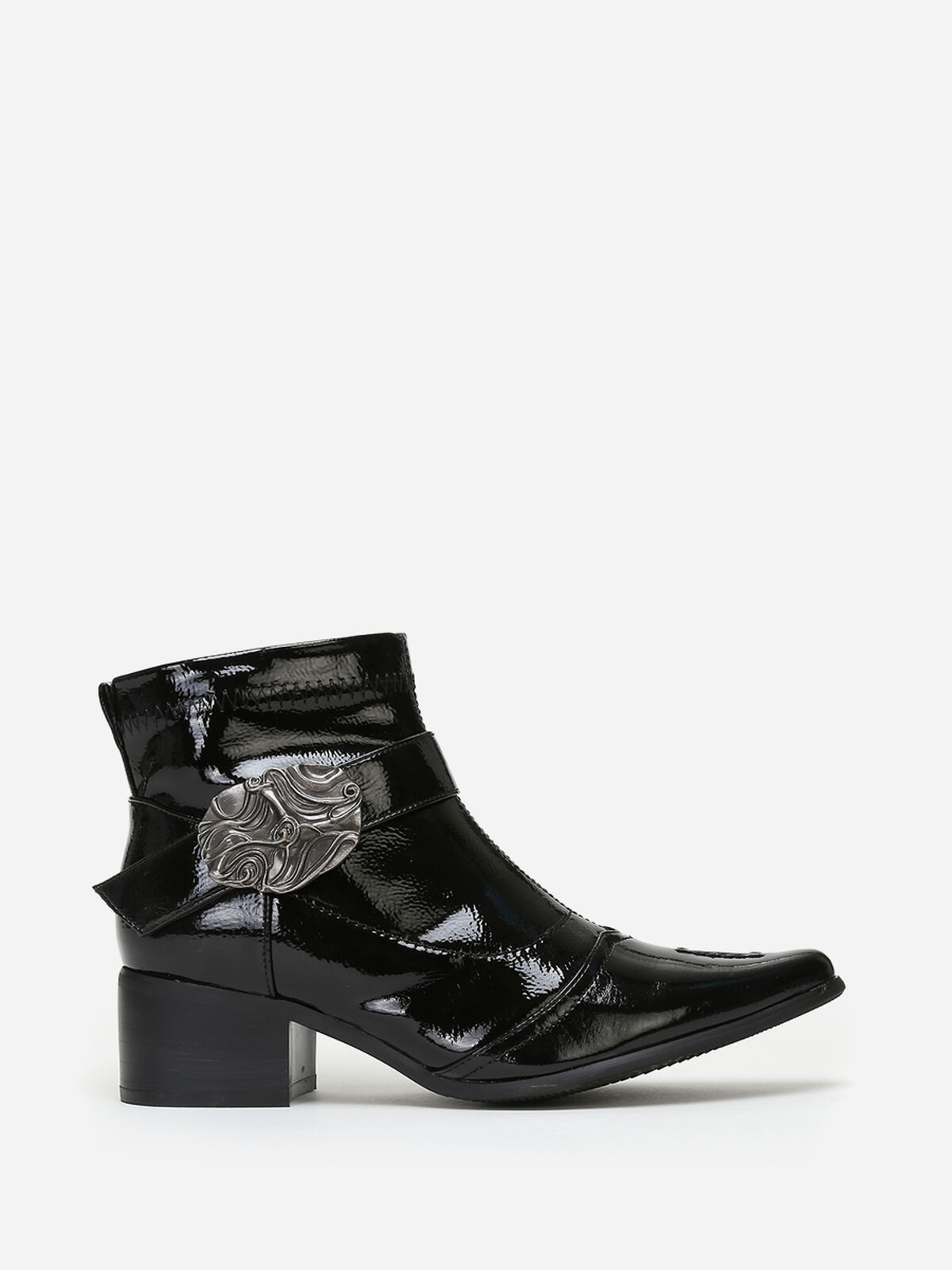 Bottines bout pointu vernies- Noir