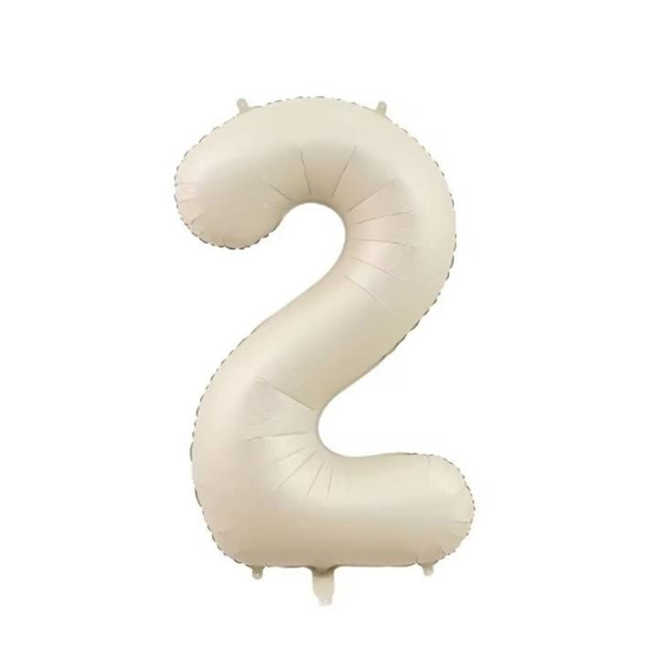 (90cm) Zahlen Ballon Geburtstags Party Luftballon Folienballon - Zahl 2 / Creme