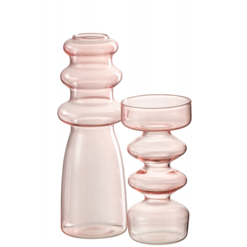 Vase en verre rose 7x7x21 cm