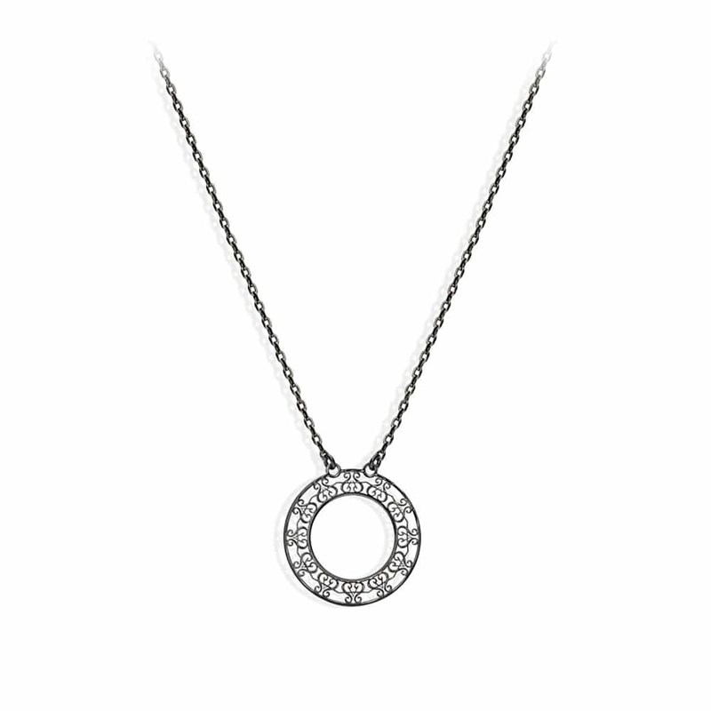 Collier Argent Motif Orus Noir