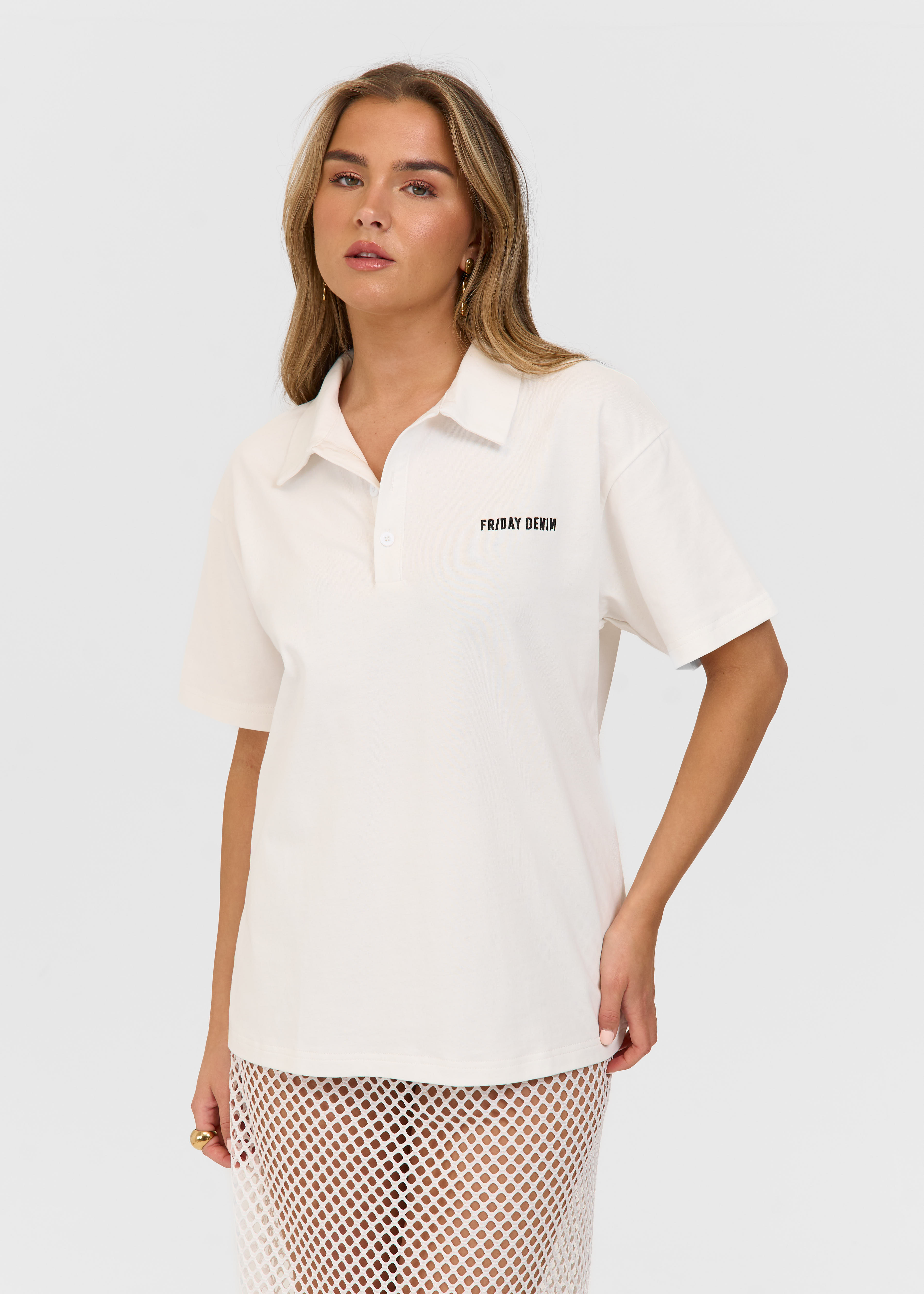 Friday Denim oversized polo creme