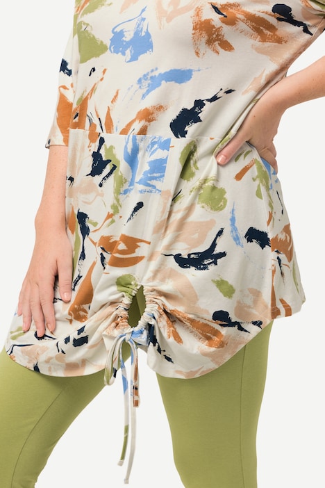 Shirt, asymmetrisch, Rundhals, 3/4Arm, Biobaumwolle